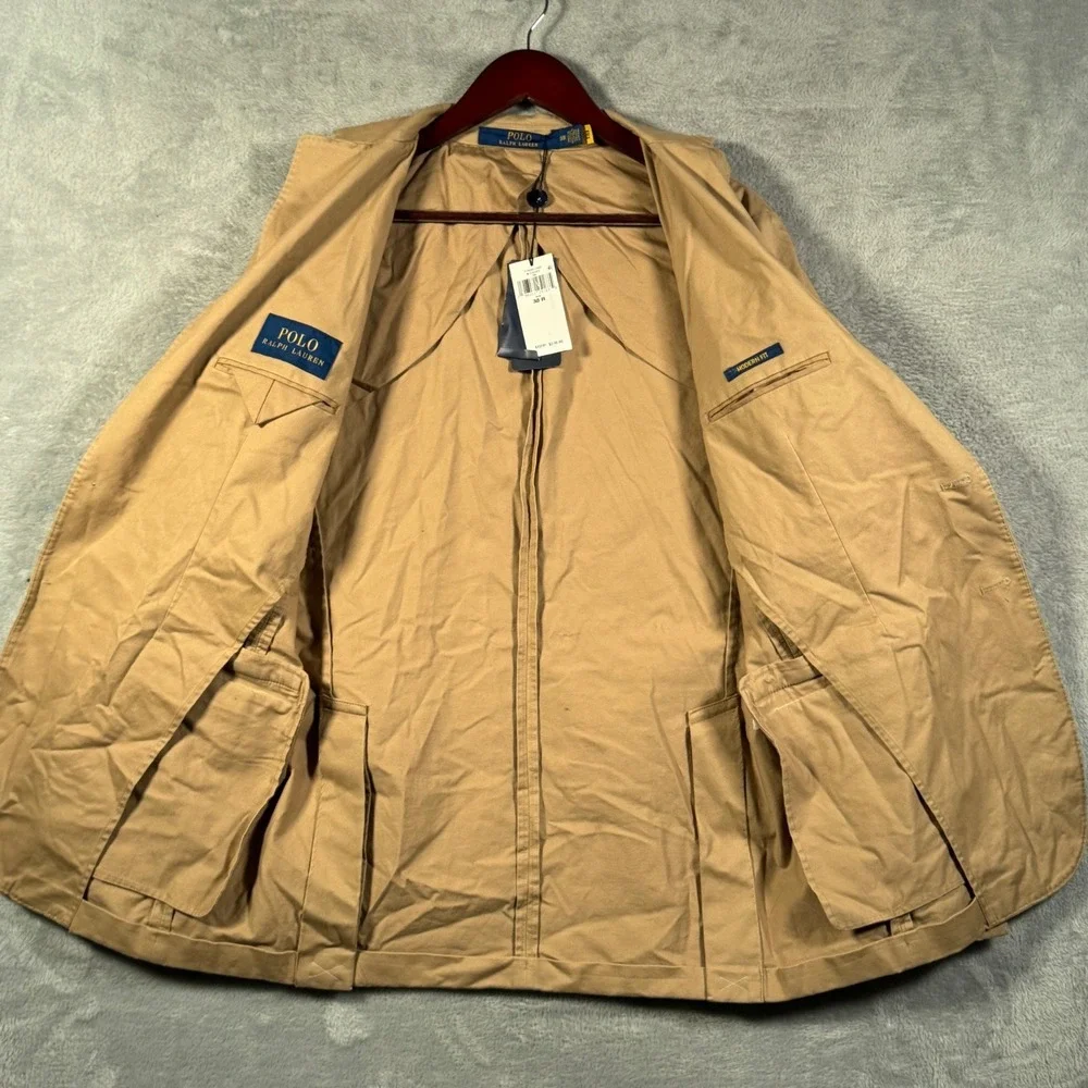 Polo Ralph Lauren Blazer Mens 38R Tan Modern Fit Unconstructed Sport Coat Jacket